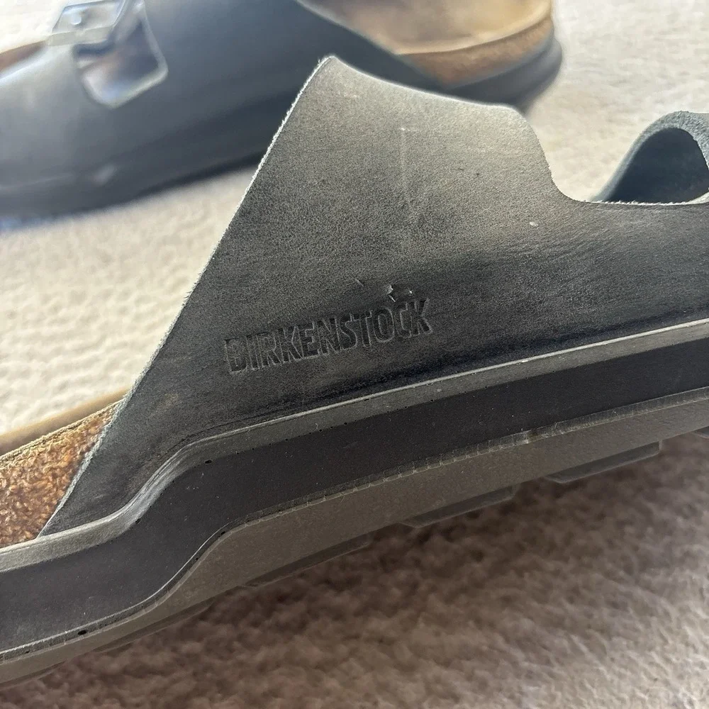 Birkenstock Arizona Sandals Mens 45 US 12 Gray Oiled Leather Rugged Sole